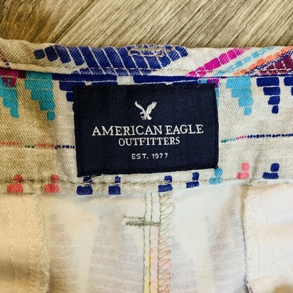 American Eagle Womens Shorts Size 6 Midi Stretch Multicolor Abstract Print Twill - Picture 6 of 11